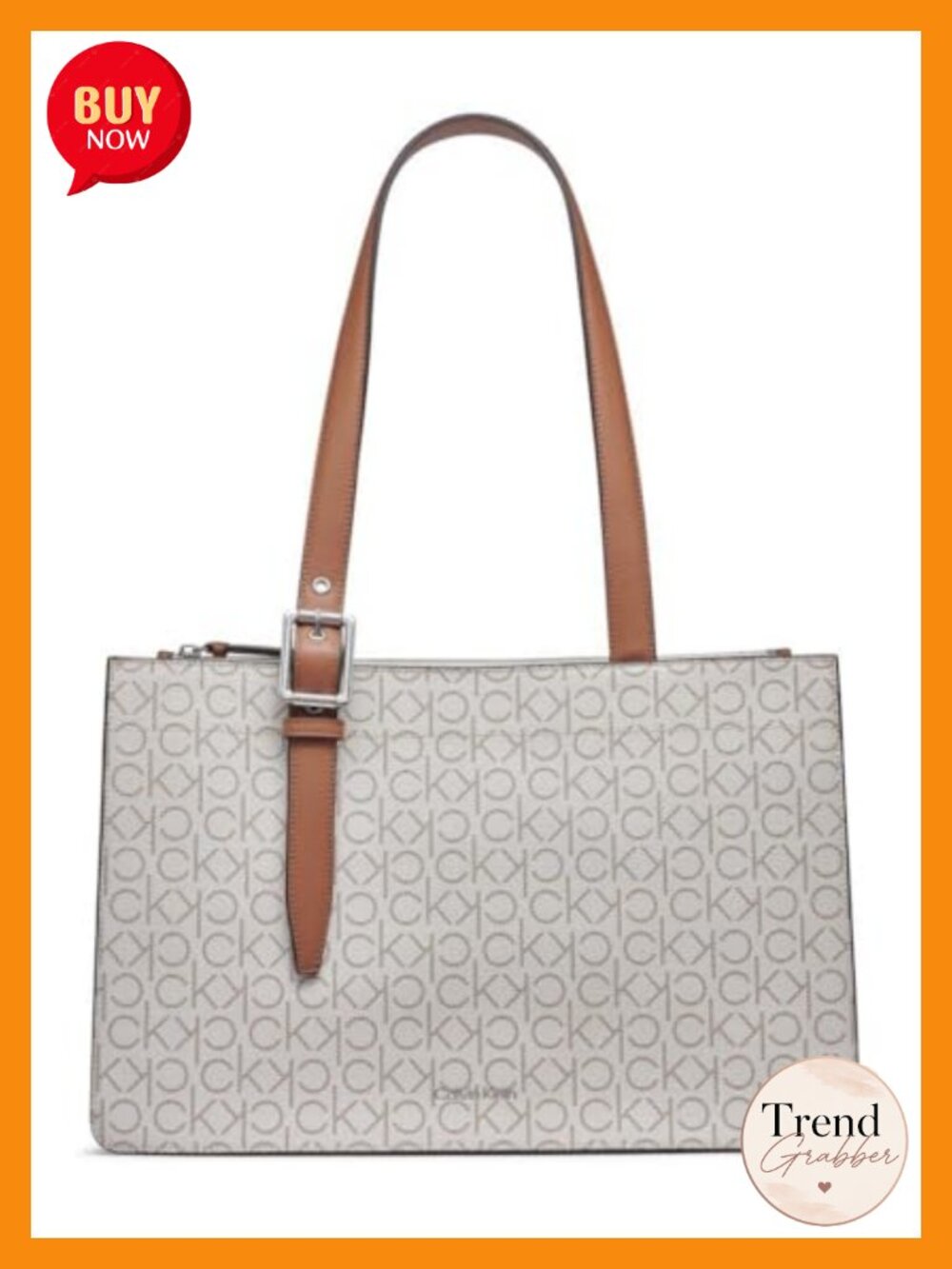 Monogram PVC Organizational Tote Bag with Laptop Pocket and Multiple